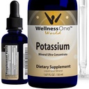 WellnessOne Ionic 칼륨 보충교재 - 빠른 흡수를 위한 칼륨 염화물 하락 - 부스트 면역 체계 & 근육 기능 - 미국에 의하여 시험되는, Vegan, 비 GMO, 글루텐 자유로운, Unflavored, 1.67 fl oz