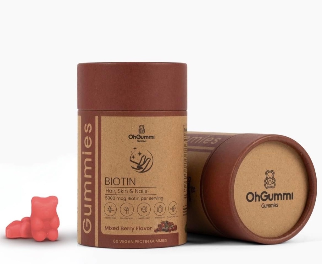 VIT A, B12, C, D3, E + Folic 산 (Vegan Biotin)를 가진 Biotin 5000mcg Gummies