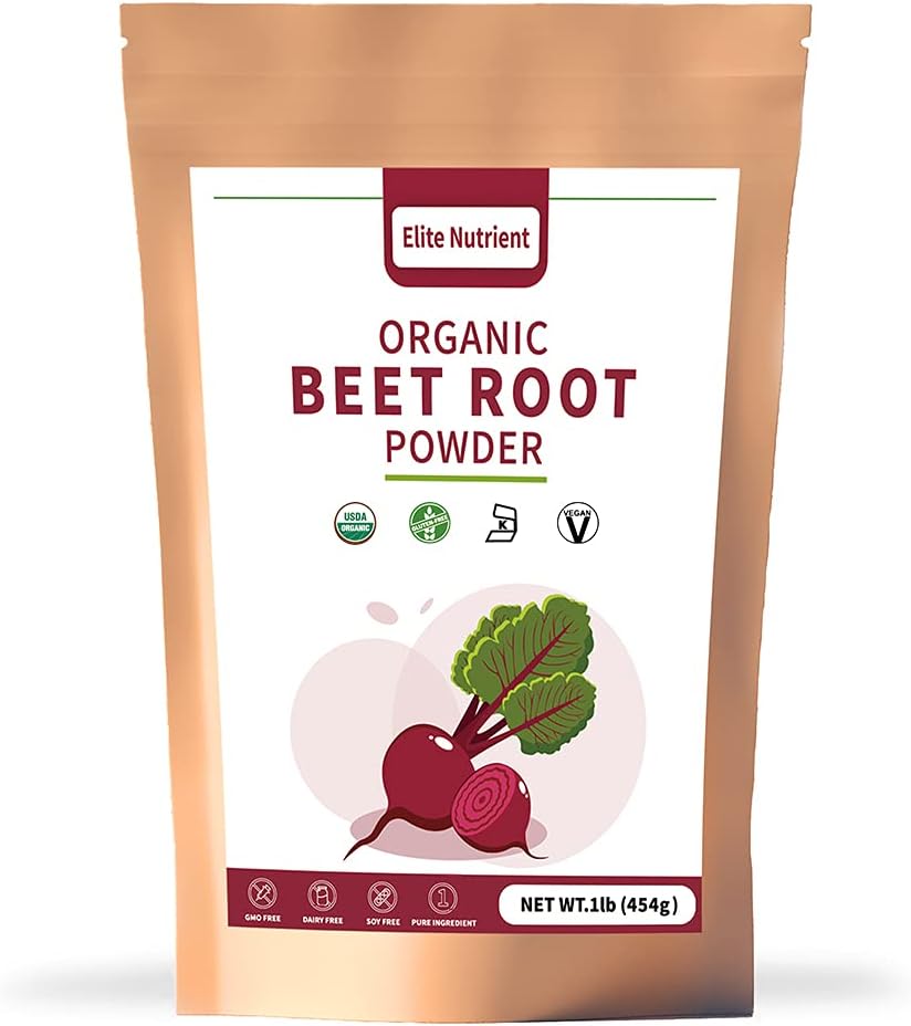 유기 베타 루트 분말, 비 GMO, 글루텐 무료, Vegan Superfood, Nitric 산화물 부스터, 증가 체력 & 향상된 운동 성능 (16 oz.)