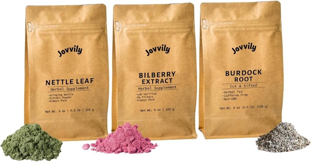 쐐기 잎 분말, Bilberry 추출물 분말, & Burdock 뿌리 뭉치 - 8개 oz - 보충교재 & 차