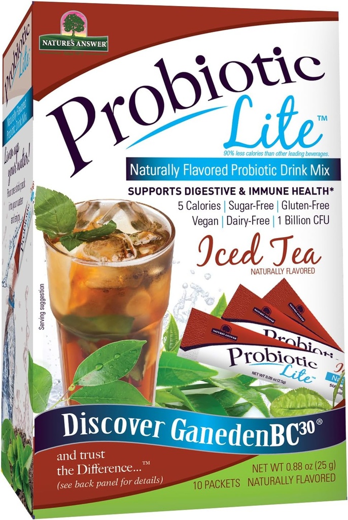 Nature's Answer Probiotic Lite 스틱 팩 보충, 아이스 티, 10 카운트