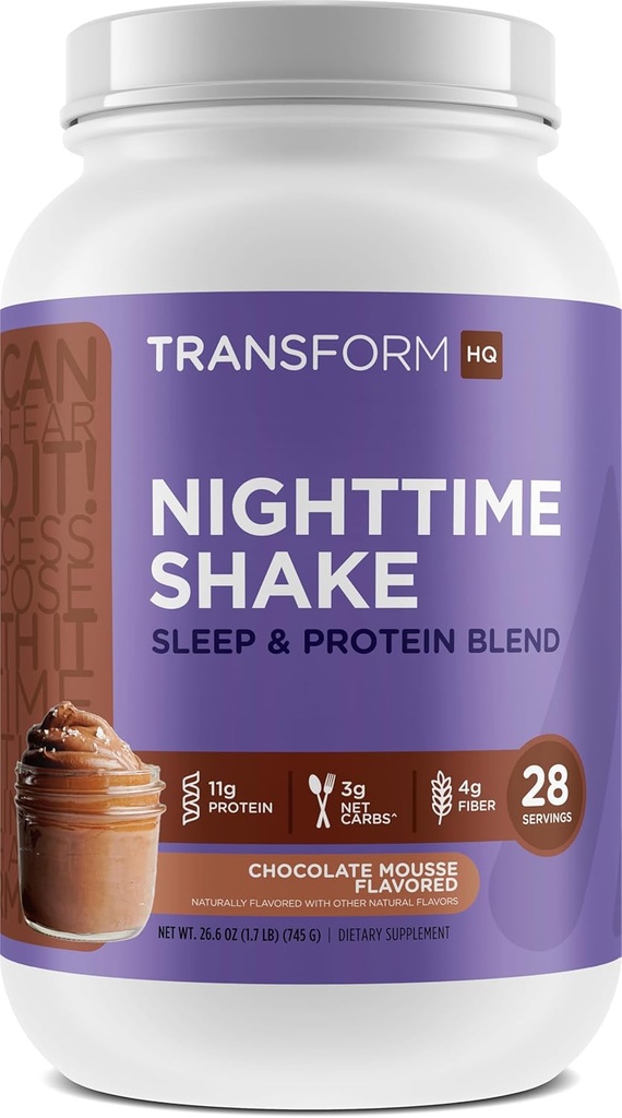 TransformHQ 야간 Shake, 수면 + 단백질 혼합, 28 서빙, 초콜릿 Mousse 맛