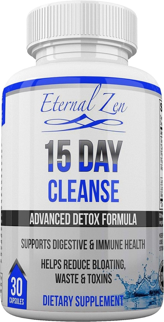 Eternal Zen 15 Day Colon Cleanser Detox with Extra Strength Herbs, Senna는 변비 완화를위한 빠른 행동 자연적인 Laxative입니다 - 전체 바디 클렌징 - 30 캡슐