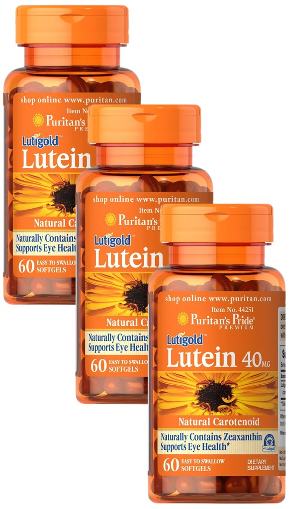 Puritan의 Pride Lutein 40 Mg Zeaxanthin, 도움 지원 눈 건강 *, 전체 콩, 60 Ct, (포장 3)