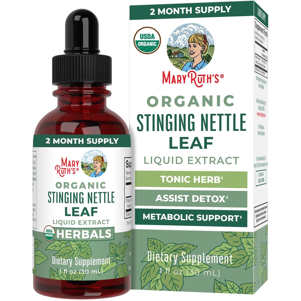 MaryRuth Organics Sting Nettle Leaf Extract | 해독 보충 허브 드롭 | USDA Organic | Vegan | Non-GMO | 글루텐 프리 | 1 유체 Oz