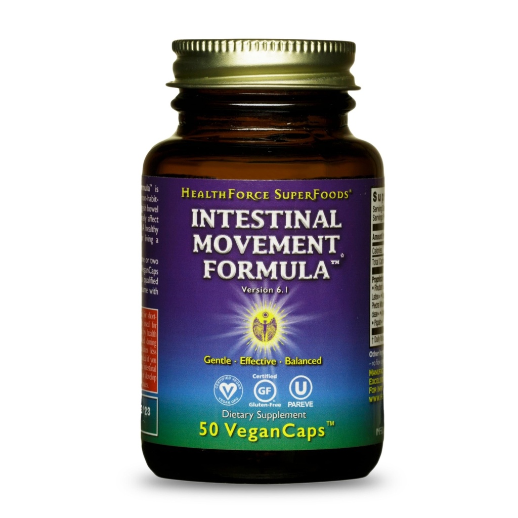 HEALTHFORCE SUPERFOODS Intestinal Movement Formula - 자연 Laxative Support Bowel Regularity - 모든 자연 Digestion 보충 - 글루텐 무료 & Vegan - 50 모자