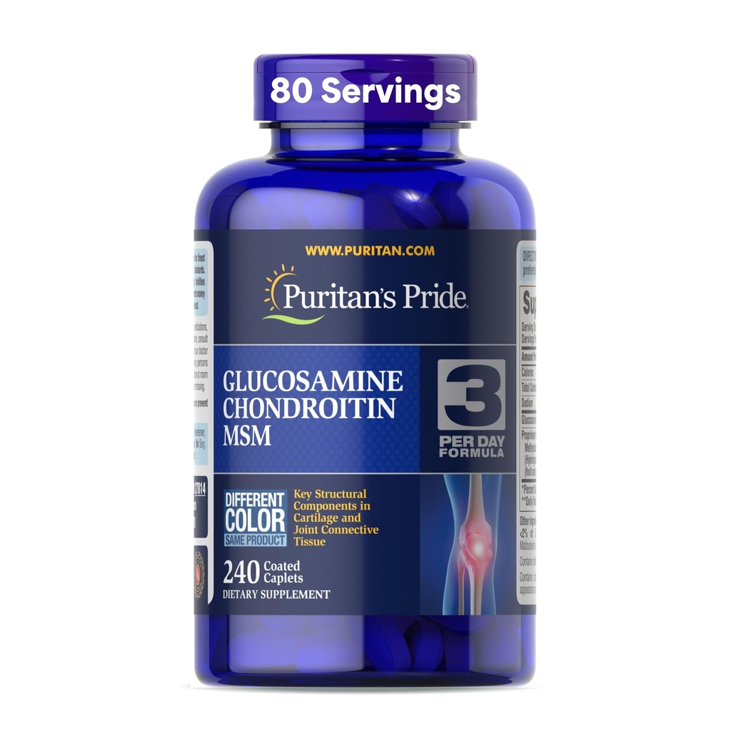 Puritan의 Pride Glucosamine Chondroitin MSM Dietary Supplement 합동 건강을 위한, 240의 입히는 정제 (포장은 변화할지도 모릅니다)
