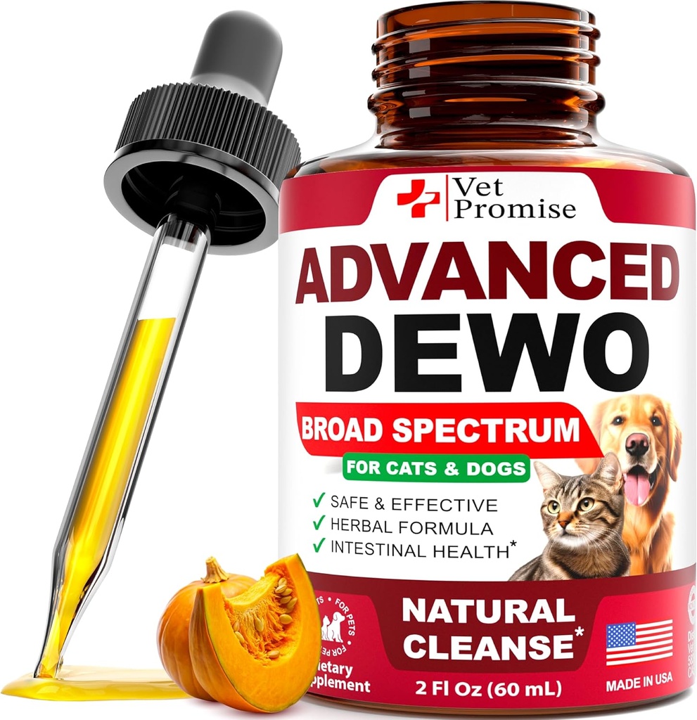 Natural Cat & Dog Intestinal Defense - Herbal Broad Spectrum Cleanser - Parasites & Toxins 제거 - Puppies & Kittens 용 액체 약물 보충 - 미국산