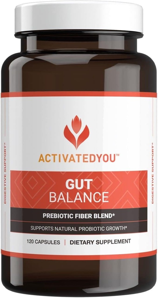 ACTIVATEDYOU Gut Balance Prebiotic Fiber Blend- Helps Regulate & Support Digestive Health & Promote Sustained Energy, 남성 및 여성 Prebiotics for Gut Health - (120 캡슐)