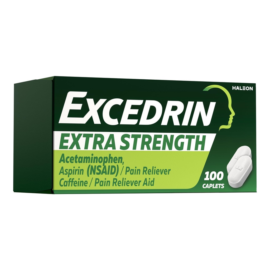 Excedrin Extra Strength Pain Relief Caplets – 두통 구호 – 100 개