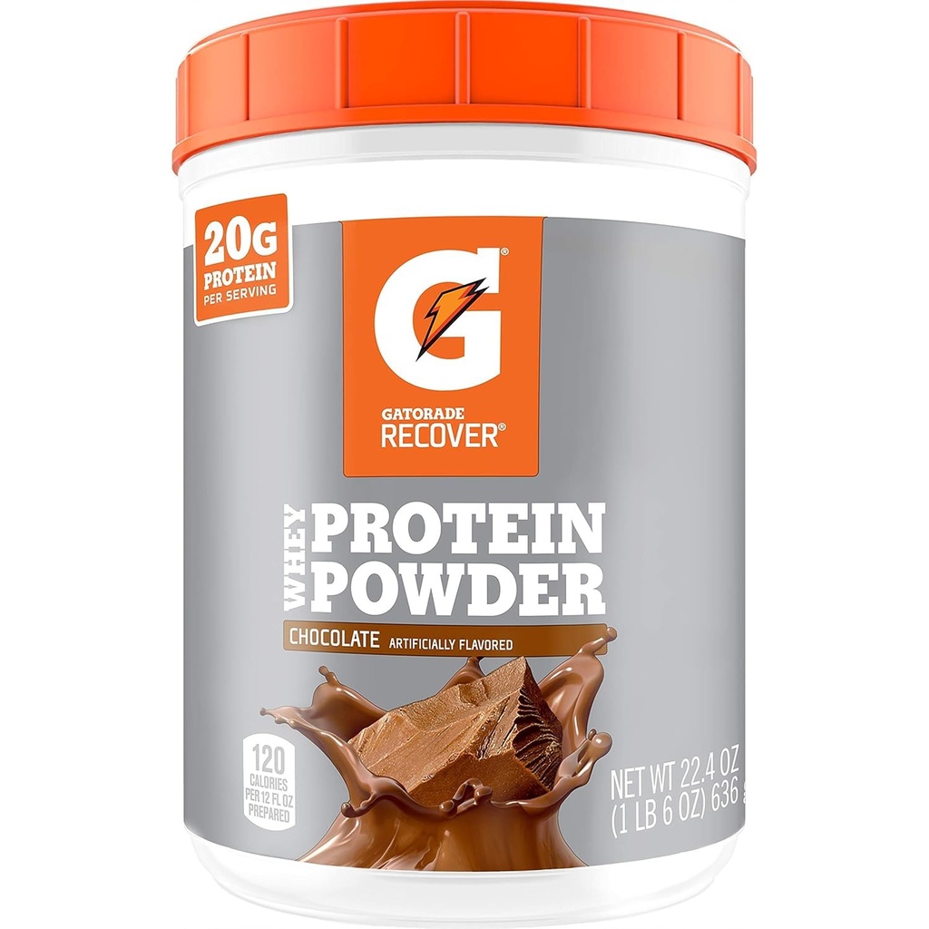Gatorade Whey Protein Powder, 초콜렛, 22.4 Ounce (20 카나스터 당 서빙, 서빙 당 단백질 20 그램)