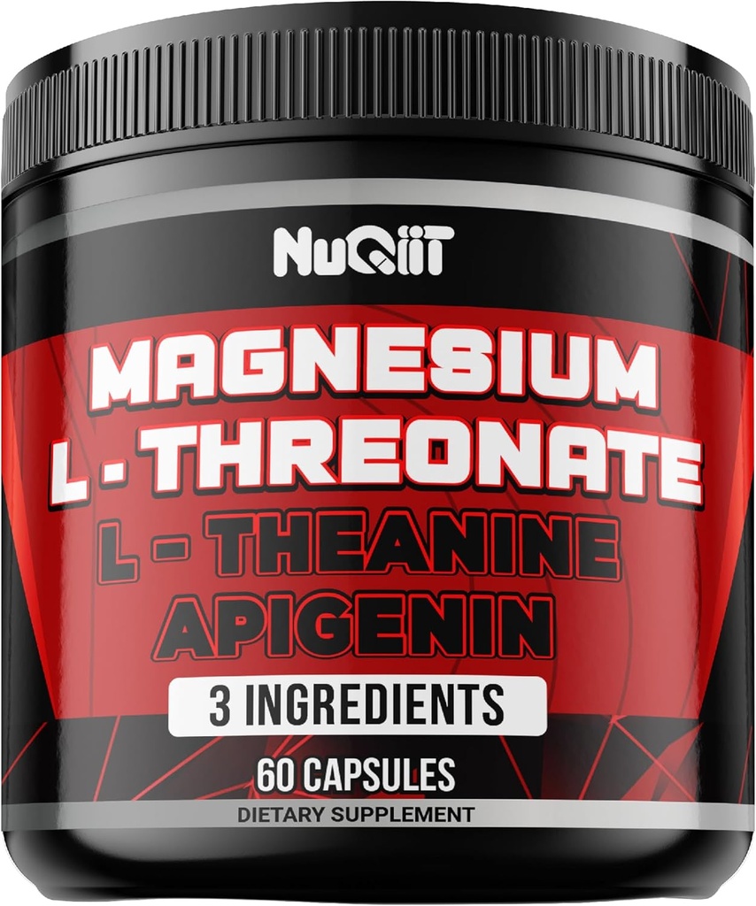 마그네슘 L-Threonate, L-Theanine, Apigenin 보충교재 - 60의 캡슐 - 농도, 안락한 마음 & 뇌 건강을 위한 인상적인 이익 - 10% 성분 마그네슘