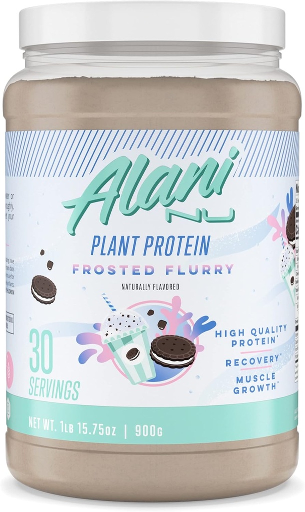 Alani Nu Plant-Based Protein Powder Frosted Flurry | 17g Vegan Protein | 식사 교체 분말 | 설탕 추가 | 저지방, 저탄소, 유제품 무료, 완두콩 혼합 | 30 서빙