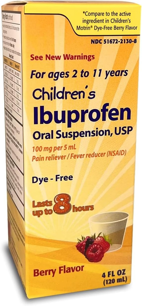 Taro 아이들의 Ibuprofen 구두 중단 5 mL 당 100 mg, 4 Fl Oz의 나이를 위한 고통 Reliever와 Fever 흡진기 2-11 년, 염료 자유로운, 베리 풍미