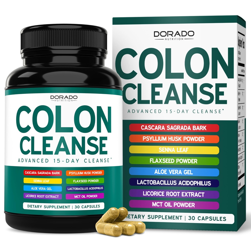 Colon Cleanse & Detox 15 Day Gut Cleanse (30 카운트) Intestinal Cleanse Pills & Probiotic for Gentle Laxative & Bowel Relief for Stomach Bloating - 제 3 자 테스트, 비 GMO - 미국에서 만든