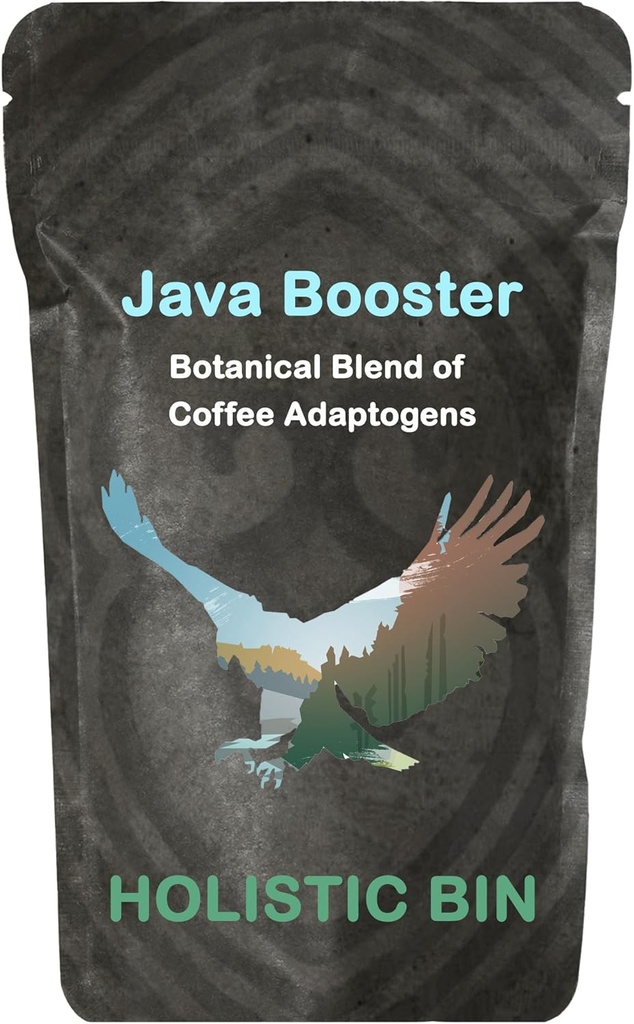 Holistic Bin Organic Mushroom Coffee Java Booster - Mountain Eagle | Adaptogen Coffee Chaga Mushroom Powder, Shilajit Powder, & Cacao Nibs | 성인용 메모리 및 초점 보충제