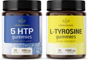 HERBAMAMA L-Tyrosine 및 두뇌 지원 키트 - 200 mg 5-HTP 및 1000 mg L-Tyrosine Gummies의 번들 - Vegan, Non-GMO, Gelatin-Free - 2 팩