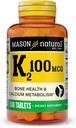 MASON NATURAL 비타민 K2 100 mcg 칼슘, 지원 뼈, 심장 & 근육 건강, 100 정제