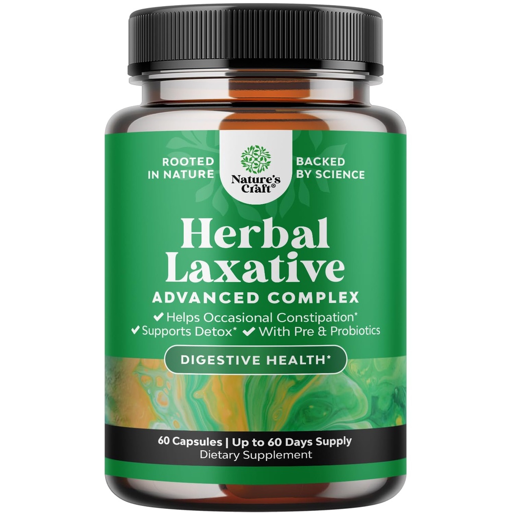 Probiotics를 가진 초본 Laxative 캡슐 – Senna 잎, Psyllium, Aloe Vera를 가진 변비를 위한 자연적인 Laxatives – 여자 & 남자를 위한 대령 Cleanse – Gut 건강 & 무게 관리 – 60 Ct
