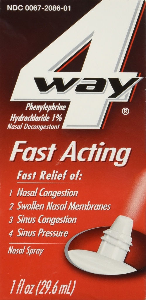 성인과 어린이 12 +, Sinus Congestion Relief 및 Nasal Congestion Relief Nasal Spray 용 4Way 빠른 행동 Nasal 스프레이 - 1 Fl Oz 스프레이 병