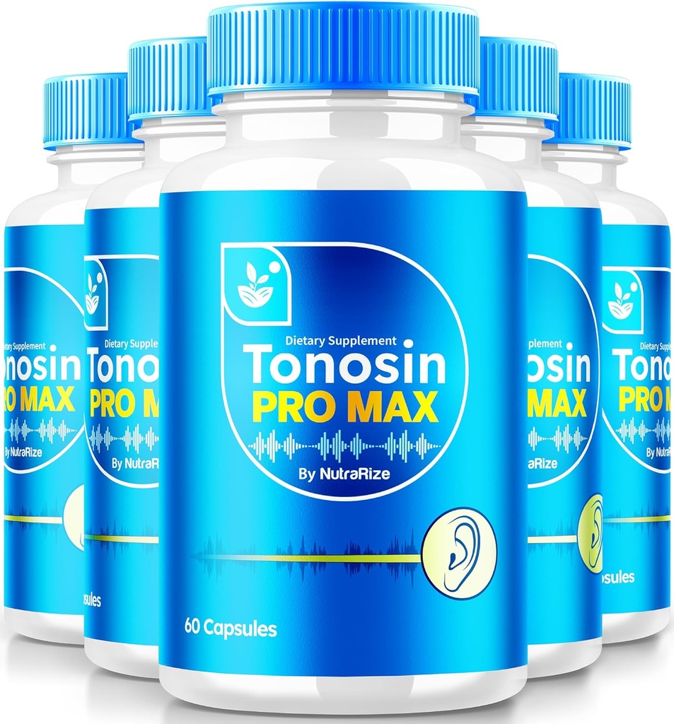 NutraRize (5 팩) Tonosin Pro Max 캡슐, 공식 귀 건강 공식, 안 귀 건강, 프리미엄 보청기 지원, TonosinProMax 리뷰 (300 캡슐)