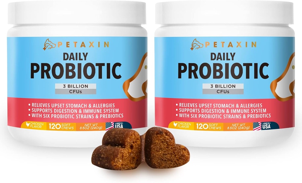 개를위한 Probiotics - Prebiotics가있는 6 Strains - 소화 및 면역 체계 지원 - Diarrhea, 나쁜 호흡, 알레르기, 가스, 변비, 핫스팟에 대한 완화 - 미국 - 240 Chews