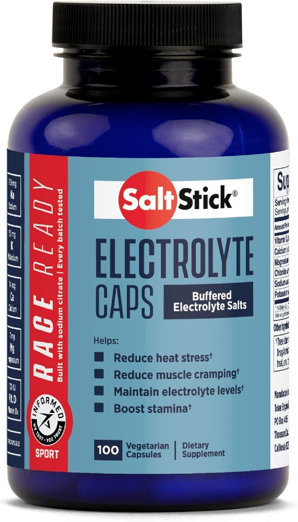 SaltStick Race Ready Electrolyte Capsules | Informed Sport Certified Electrolytes | 달리기용 소금용 알약/태블릿 | 스포츠 영양용 하이드로션, 근육 크림 감소 | 100 캡슐