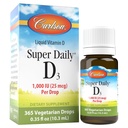 Carlson - 슈퍼 매일 D3, 비타민 D 드롭, 1,000 IU (25 mcg), 1 년 공급, 비타민 D3 액체, 하트 & 면역 건강, 채식주의, 액체 비타민 D3 드롭, Unflavored, 365 드롭