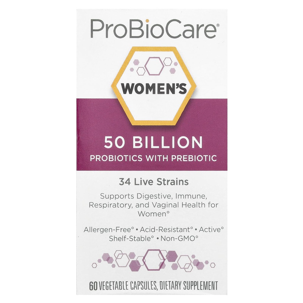 여성을위한 ProBioCare Probiotics, 50 억 CFUs 멀티 스트레인 프로 바이오 틱 보충, Digestive, Immunity, Respiratory 및 여성을위한 질 건강, 글루텐 무료, 60 캡슐