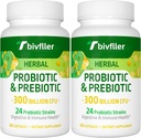 여성 남성을위한 프로 바이오 틱스 - 300 억 CFU, 24 Strains Probiotic + 15 유기 허브 프리 바이오 틱스 혼합, 사전 및 프로 바이오 틱스, 소화 건강, 면역 및 구트, Diarrhea, Bloating, Vegan, 4 개월 공급