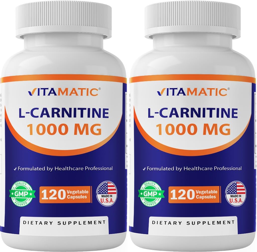 Vitamatic L 카르니틴 Fumarate 1000 mg - 120 식물성 캡슐 (2 병)