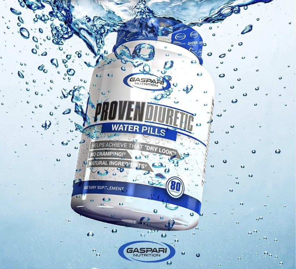 Gaspari Nutrition Proven Diuretic, 전문 보디 빌딩 보충, Sheds Water Fast, 드라이 룩, 천연 성분, 크림핑 없음 (80 캡슐)