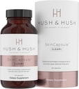 Hush & Hush SkinCapsuleTM Clear+, 피부 관리 보충교재, Vegan의 얼굴을 위한 여드름 처리, 청결한 Nutraceuticals는 비타민 A, 심황, Dandelion 뿌리, 아연 - 60의 캡슐을 포함합니다