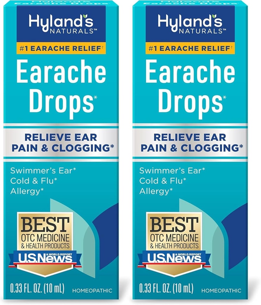 Hyland의 Earache Drops, Swimmer의 Ear, Cold 및 Flu, 알레르기 증상, 4 세 이상 : (2 팩)