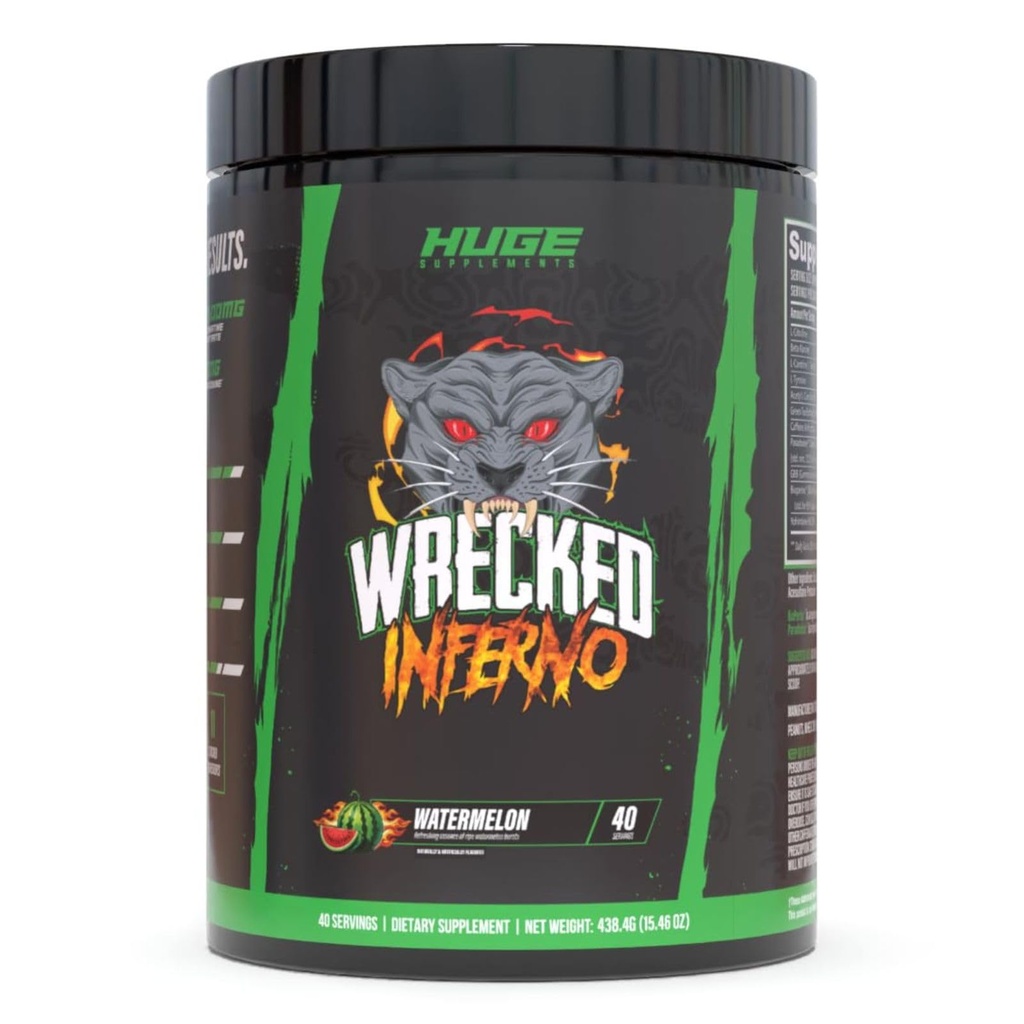 Wrecked Inferno - Men & Women, 증가 에너지, Boost Thermogenesis & Metabolism, 향상된 운동 성능 - L-Citrulline, L-Carnitine, Beta-Alanine 및 더 많은 것을 포함합니다