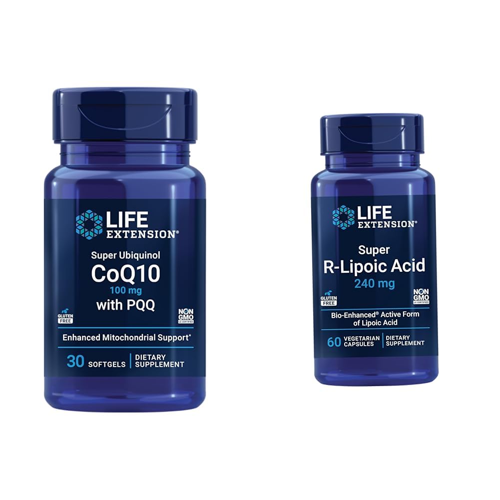 PQQ, CoQ10, PQQ, shilajit, Heart Health & Super R-Lipoic Acid와 함께 수명 연장 슈퍼 Ubiquinol CoQ10 - 산화 스트레스 방어를위한 Longevity 보충