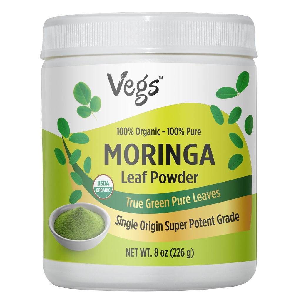 Moringa 분말, Real Green Freeze Dried Moringa는 유기, 부유한 산화 방지제, 아미노산 & 영양소 Dense를 떠납니다 - 본래 단 하나 근원, 우수한 Harvest Moringa Oleifera 잎 분말, 8개 oz