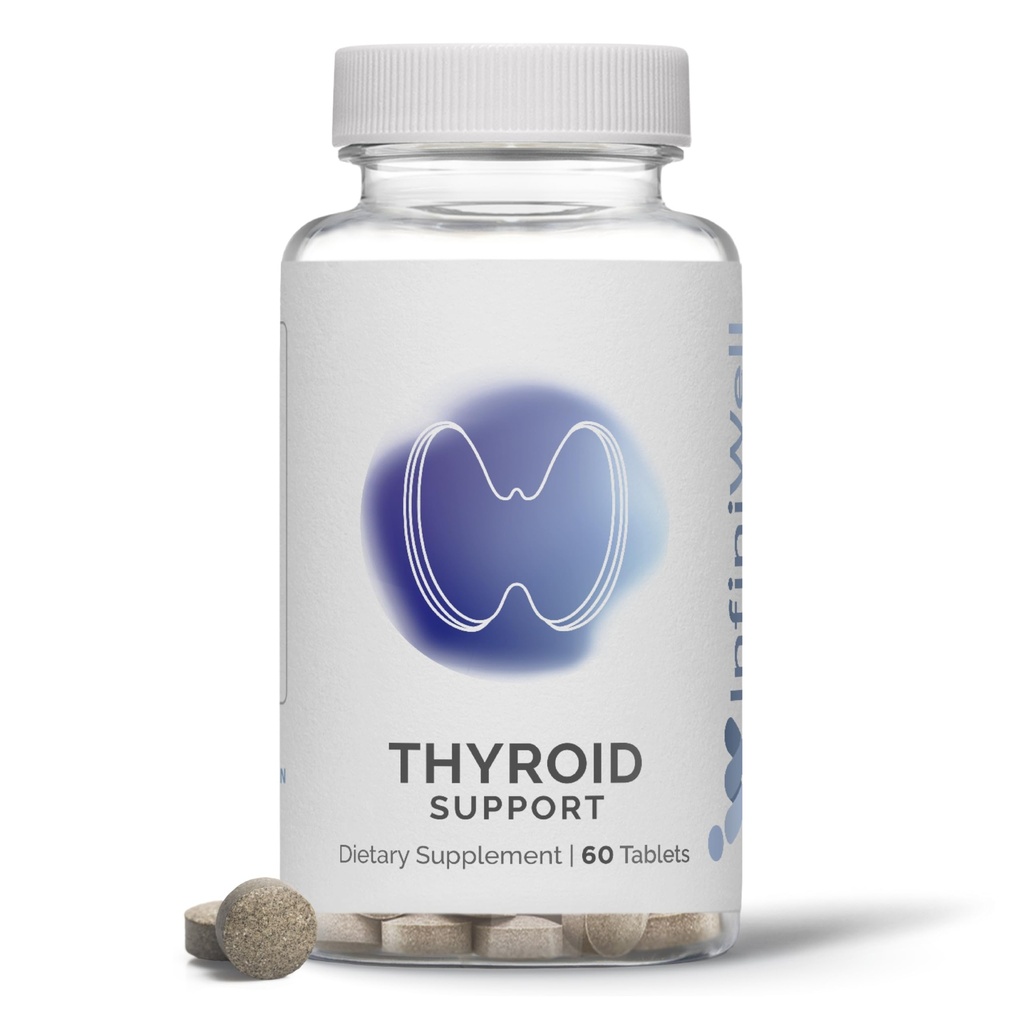 InfiniWell Thyroid Support Complex - 표적된 Thyroid 보충교재 - Iodine, Selenium & More (60의 정제)와 더불어 호르몬 신호, 대사 건강 & Mitochondrial 에너지 생산을 승진시킵니다