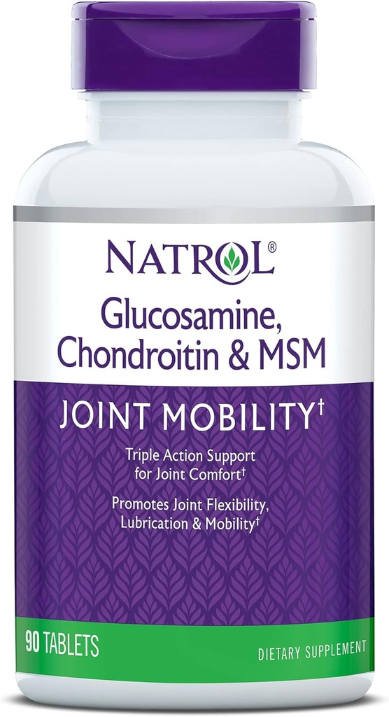 Natrol Glucosamine, Chondroitin 및 MSM의 합동 이동성, 정제, 90의 조사 (12의 포장)