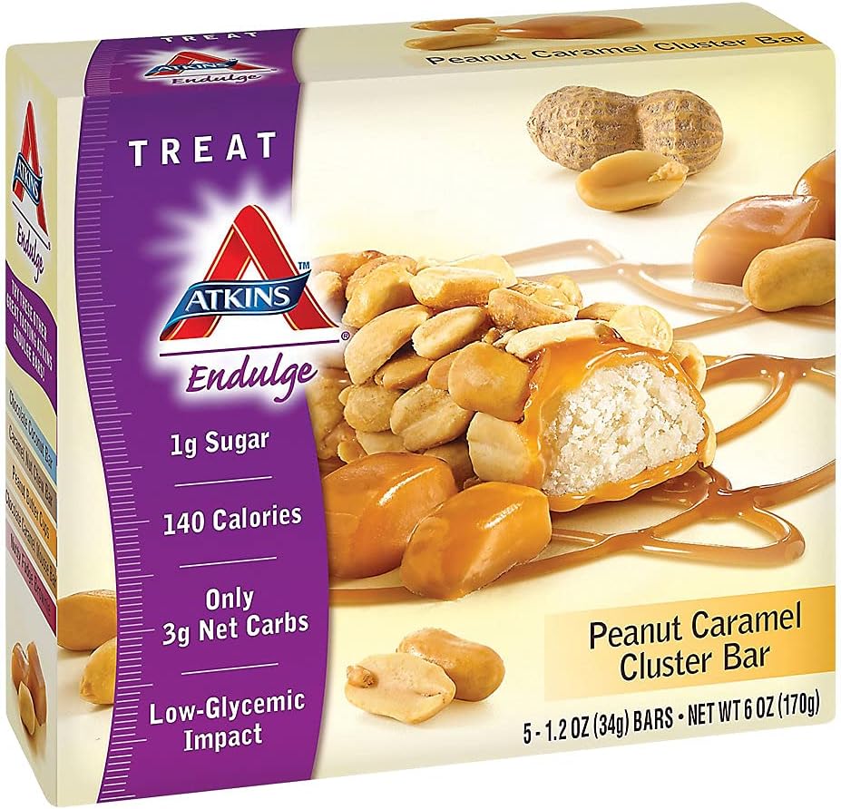 Atkins 땅콩 Caramel 클러스터 바, 디저트 좋아하는, 섬유, 3g Net Carb, 설탕 1g