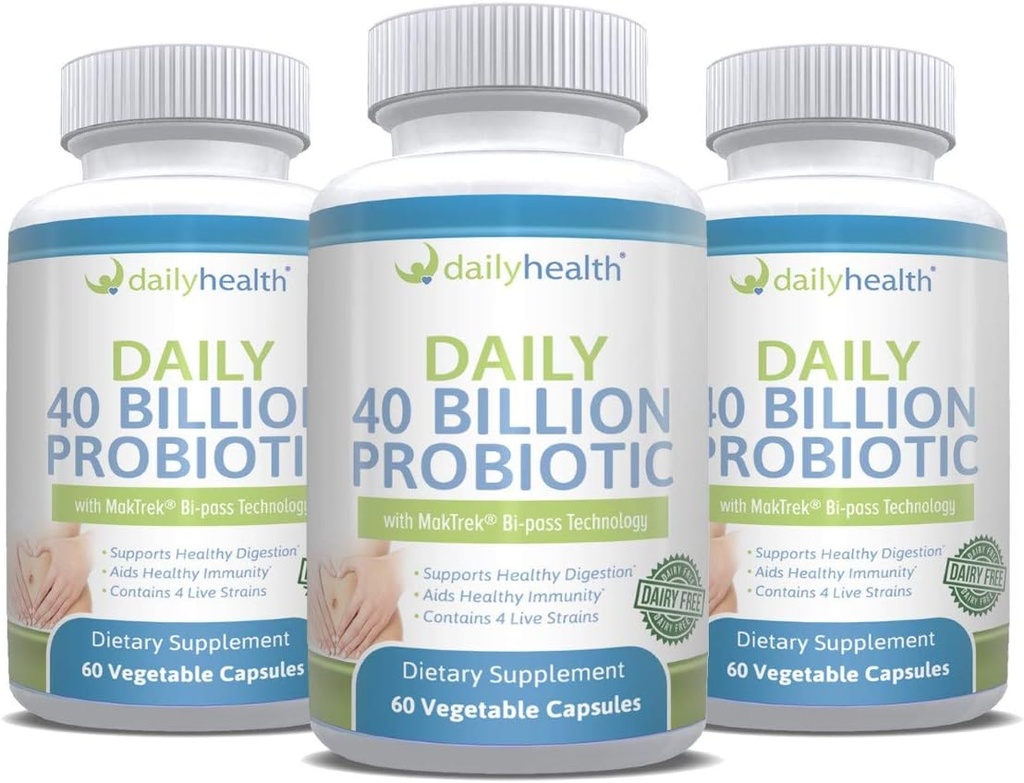 매일 Probiotic 40 억 CFU MakTrek Bi-Pass 기술 소화 면역 건강 180 Veggie 캡슐