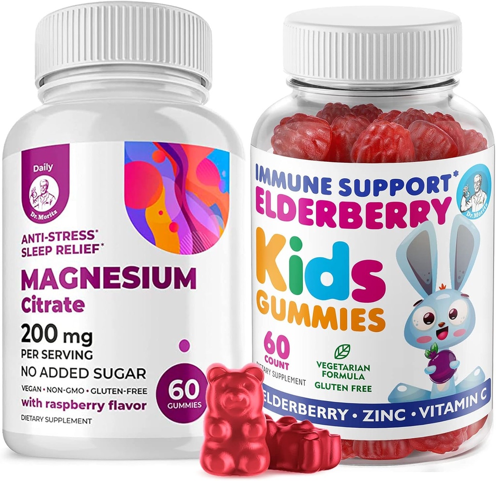 아이와 마그네슘 200 mg Gummies Sugar-Free를 위한 Elderberry Gummies - 건강한 면역 체계 승압기 및 건강 지원 Magnesium Calm Chews를 가진 Elderberry 추출물과 아이 & 성인 설탕 자유로운