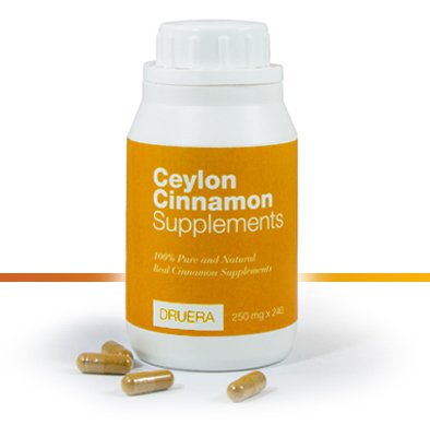 Dru Era Ceylon Cinnamon는 100 % Alba Ceylon Cinnamon 분말과 250mg X 240 캡슐을 보충하고 DRUERA (1)에 의해 Ceylon에서 배송