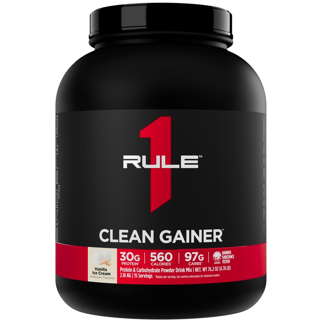 규칙 1 Clean Gainer - 560 칼로리, 90g 이상, 지방의 6g 미만 (15 서빙, 바닐라 얼음 크림)