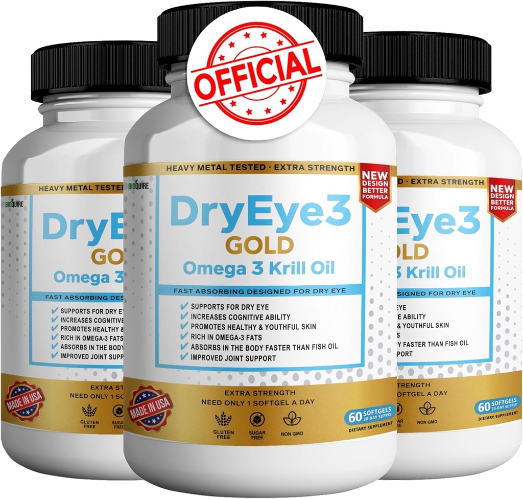 건조한 눈 3 금 Omega 3 Krill 기름 여분 힘, 60 Softgels의 건조한 눈 지원, 비 GMO, 글루텐 자유로운, 설탕 자유로운 (3)