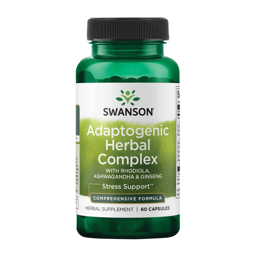 Swanson Rhodiola Ashwagandha Ginseng Complex 에너지 면역 기능 신경 시스템 스트레스 지원 Adaptogen 허브 보충 60 캡슐