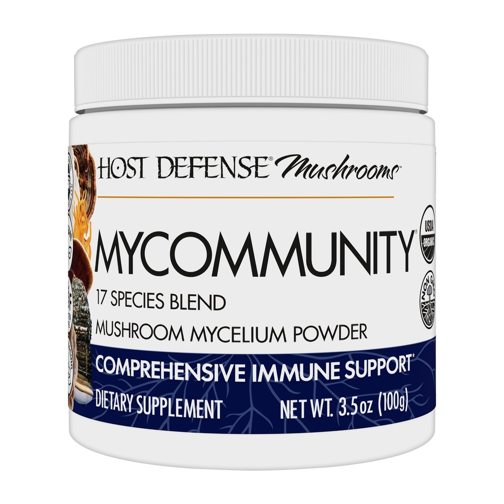 호스트 방어 MyCommunity 분말 - 17 Immune 지원을위한 사양 혼합 버섯 보충 - 라이온의 Mane, Reishi, Chaga, Cordyceps, 터키 꼬리 및 기타 - 100g (66 인분) *로 추출