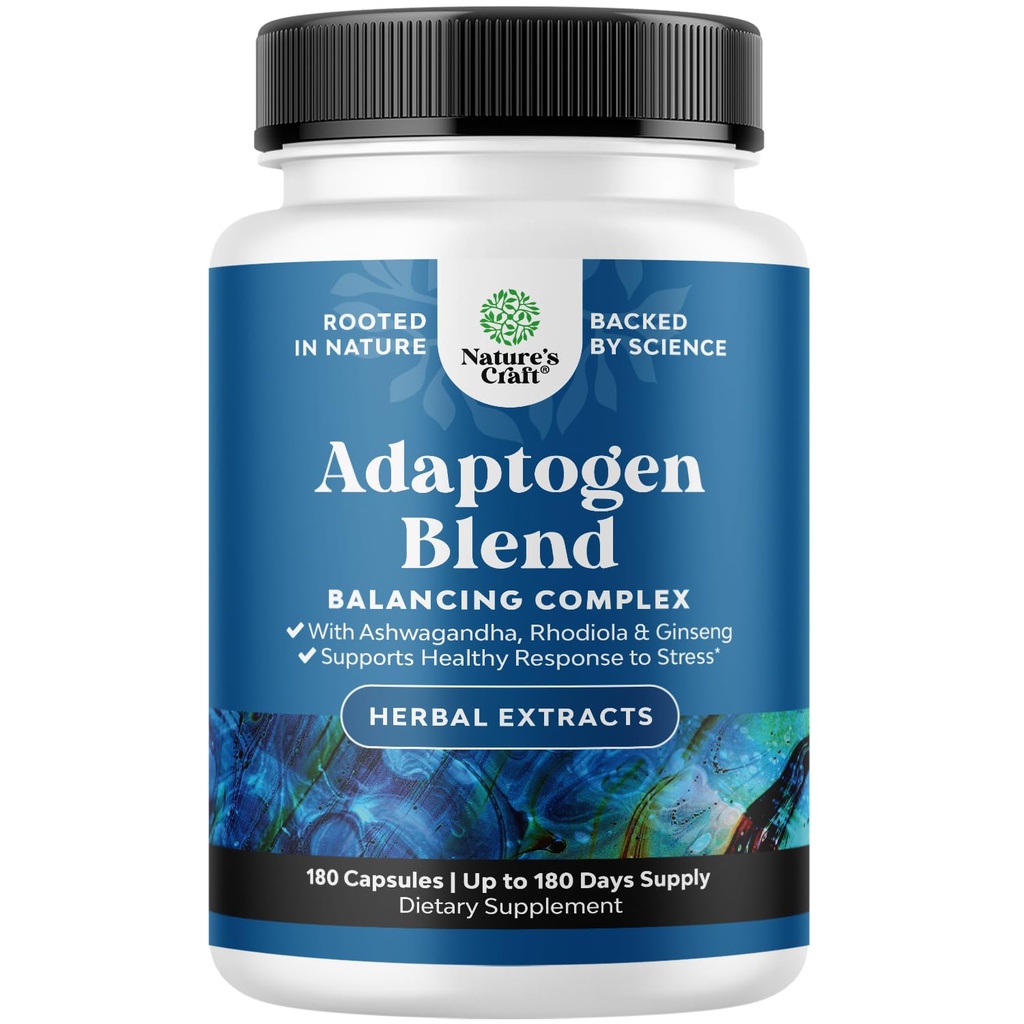 초본 Adaptogen 계류 지원 보충교재 - Ashwagandha Rhodiola Rosea & Maca 뿌리를 가진 긴장 & Cortisol 관리를 위한 Adaptogens 보충교재 - Vegan 비 GMO & 주간 친절한 -180ct