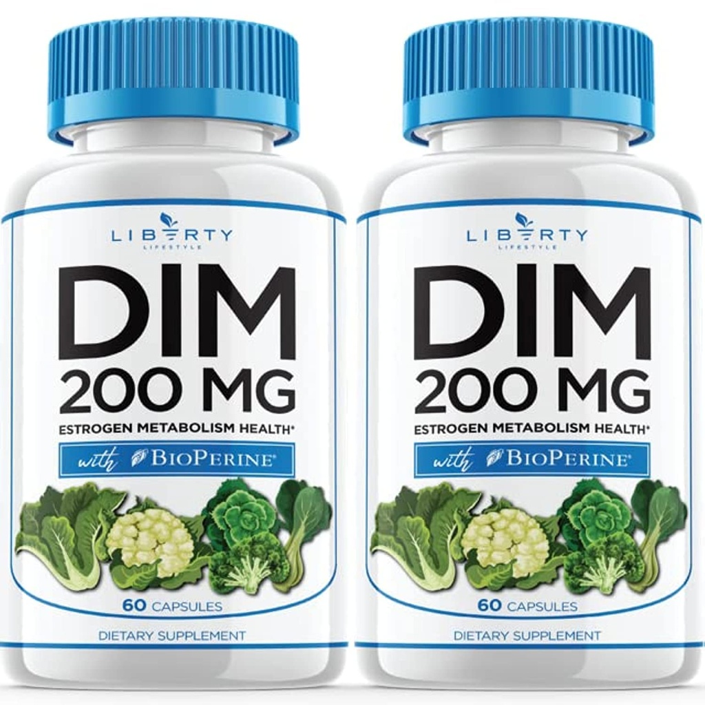 DIM 보충교재 200mg - DIM Diindolylmethane 플러스 BioPerine - 에스트로겐 균형, 호르몬 Menopause 기복, 여드름 처리, Vegan - 120 조사