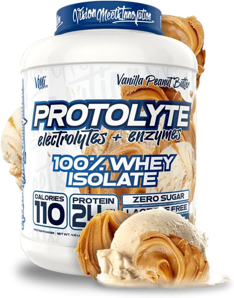 VMI 스포츠 | ProtoLyte Whey Isolate Protein Powder | 체중 감량 및 근육 이익에 대한 낮은 칼로리 호리 | 소화 효소 | 비 GMO (4.6 lb, 바닐라 땅콩 버터)